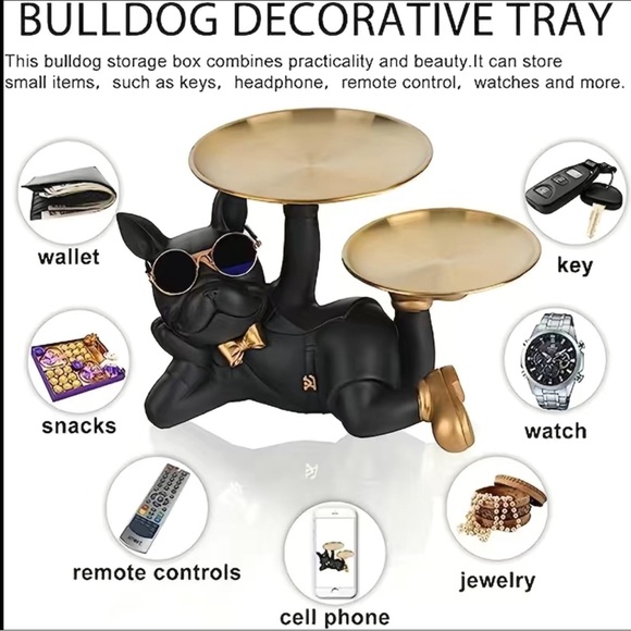 New French Bulldog Statue, Jewelry Storage And Tray - Picture 4 of 7